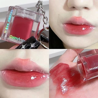 Espelho transparente brilho labial espelho vidro brilho labial brilho de água hidratante brilho labial chaveiro