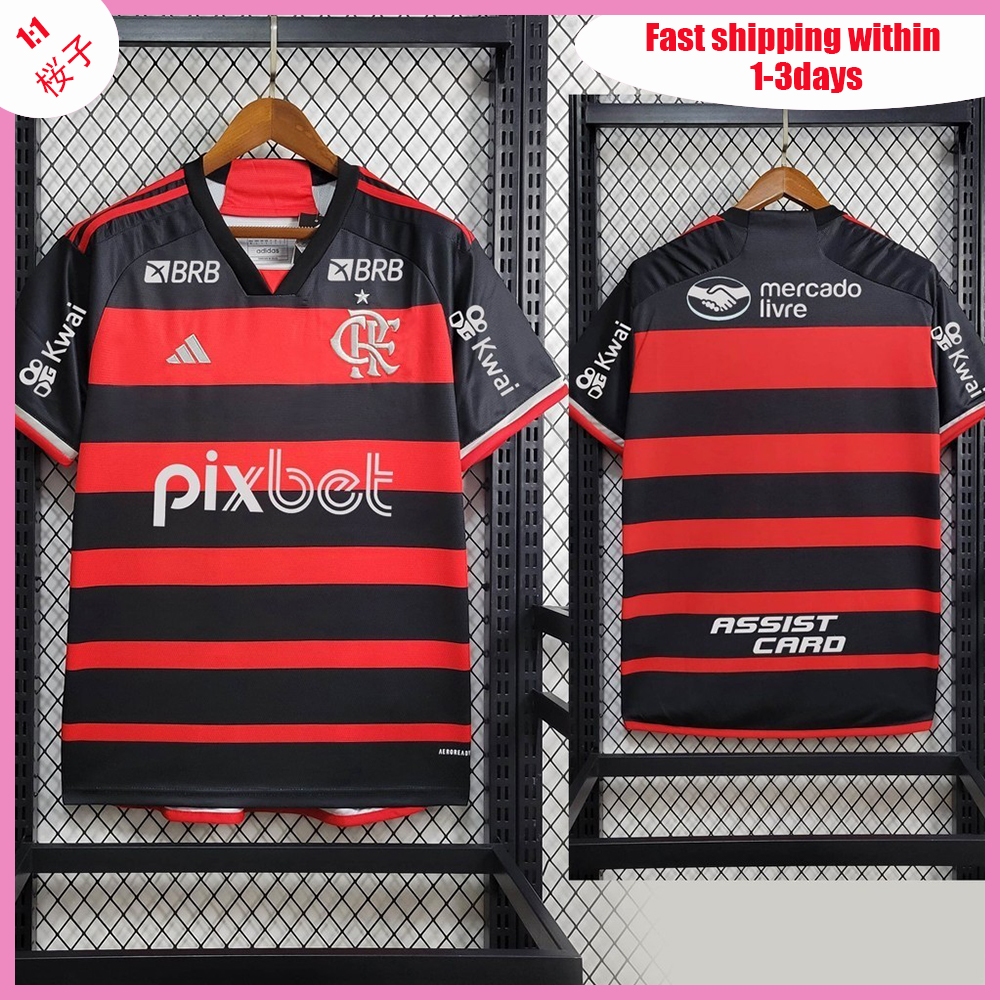 Camisa de futebol 2024 /2025 flamengo Home Jersey Preto Vermelho flamengo 24 /25 F-O Camisa de suor masculina