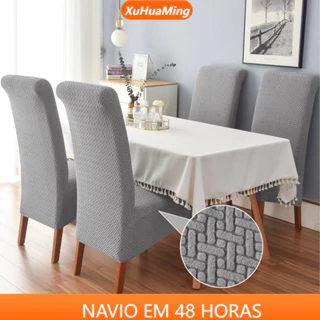 (4 Peças) Capa De Cadeira Grande Com Design Jacquard Rômbico , Protetor Macio E Elástico Para Cadeiras De Jantar Traseiras Altas
