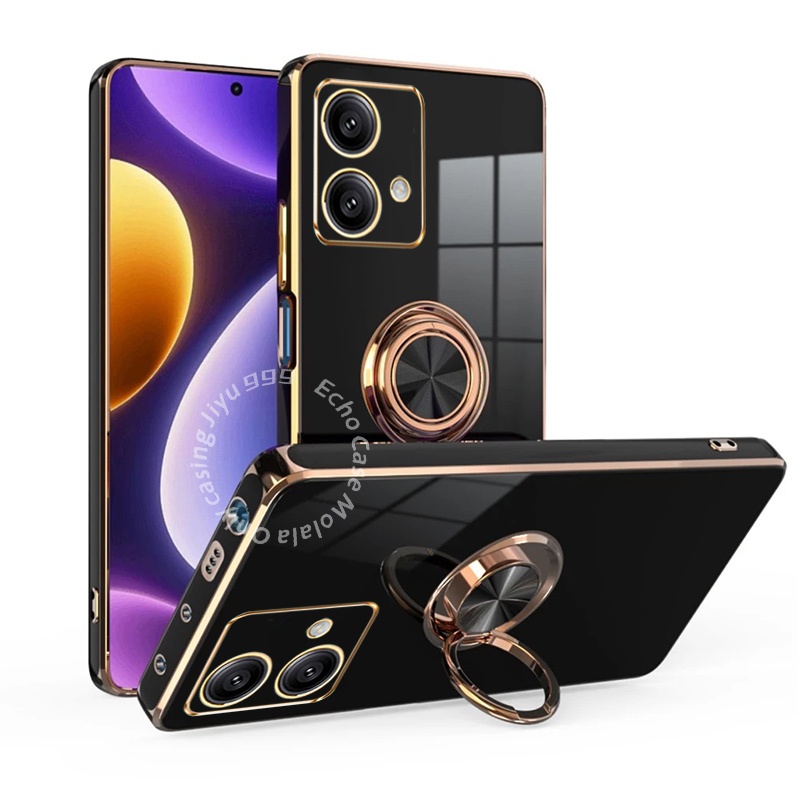 Capinha Motorola Moto Edge 40 Neo Capa Traseira Macia Com Suporte Para Anéis De Dedo De Silicone Telefone À Prova De Choque