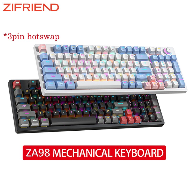 ZIFRIEND 98 Teclas Teclado Mecânico RGB Com Luz Hotswap numpad