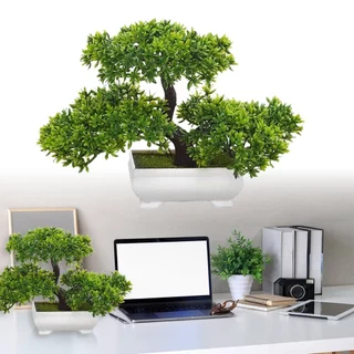 1pcs Artificial Bonsai Árvore Pinho Falso Verde Planta Home Room Decoração Jardim Acolhedor Pine Escritório Plantas Falsos Ornamentos De Árvores