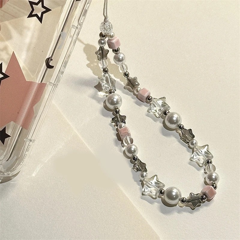 Y2K Silver Star Phone Chain Corrente De Pulseira De Encanto Curto