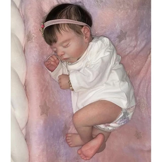 Reborn Bebê Renascido De 18 Polegadas Sam Adormecido Com Cabelo Enrolado Já Pintado Pele Detalhes Veias Boneca Renascida Para Menina