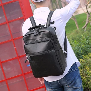 Mochila de couro masculina Mochila escolar de grande capacidade para estudantes