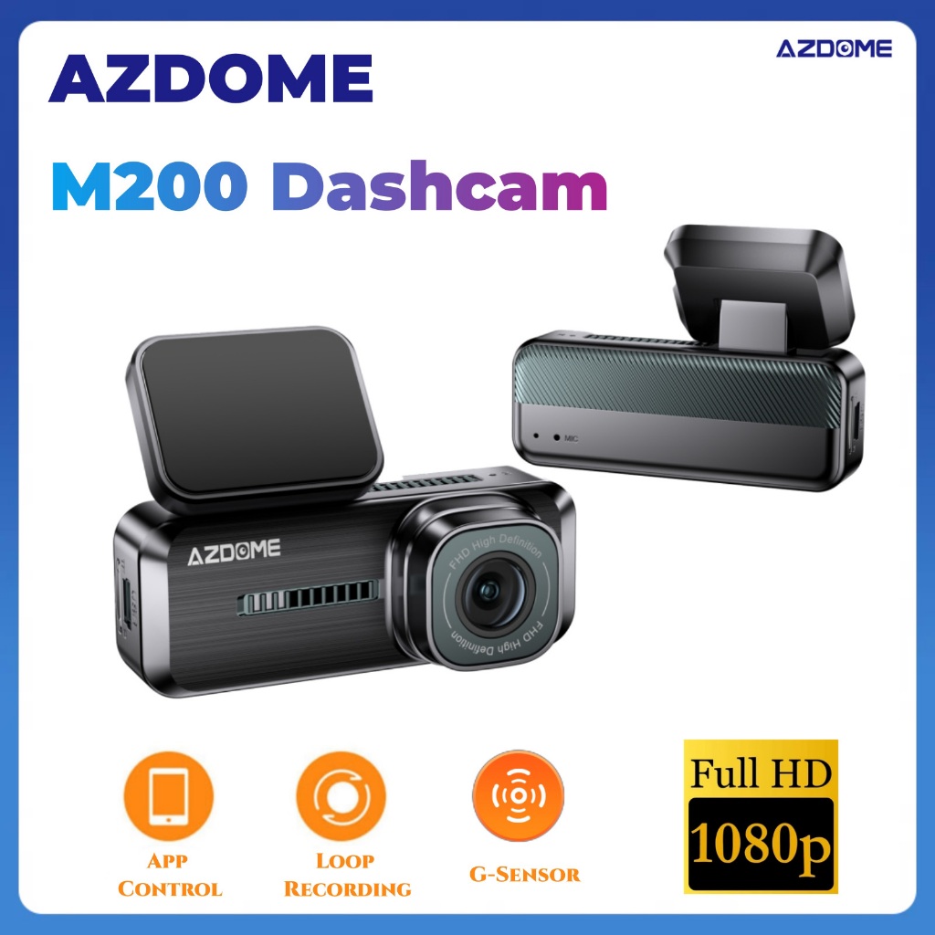 AZDOME M200 Dashcam 1080P Gravador De Carro Com Visão Noturna Gravação De Loop WiFi