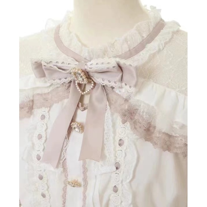 Camisa Japonesa De Manga Curta Nova Jirai Kei Doll Neck Bow Em