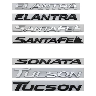 1 x ABS Chrome/Black Elantra Tucson sonata santafe Logotipo Da Carta Adesivo Emblema Do Porta-Malas Traseiro Decalque Crachá Para Hyundai Adesivos Modificados