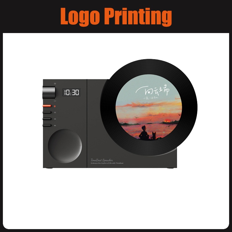 Relógio De Ponto Vinil Bluetooth Altifalante Desktop Retro Subwoofer Filme Rotativo De Aniversário Gift Personalizado Logotipo Da Empresa Impressão De Fotos