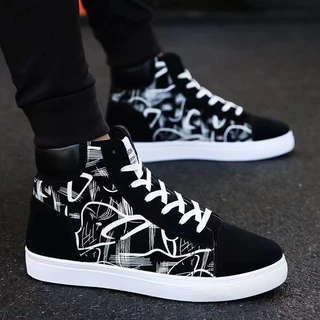 Sapatos De Moda Masculina Tênis De Tecido Alto Respirável Masculino