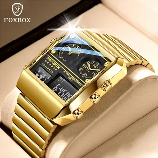 Relógio digital masculino LIGE Marca Top Luxo Masculino Ouro Inoxidável Relógio À Prova D 
