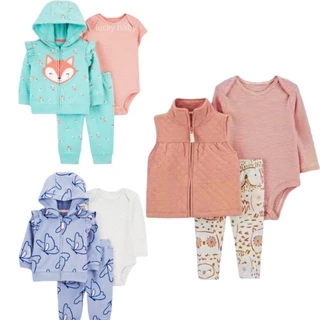 Trio inverno carters / Casaco infantil macacão de bebê/conjunto infantil menina/Kit 3 Peças Trio Inverno Blusa e Calça Menina Original 6m - 24m