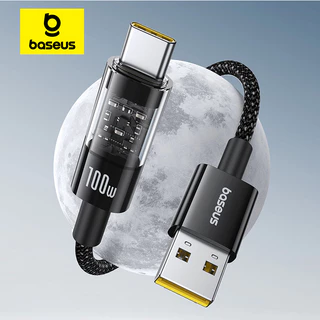 Baseus Cabo De Carregamento De Dados Rápido USB Para-C 100W Projeto Transparente W/1 Meter Nylon Trançado