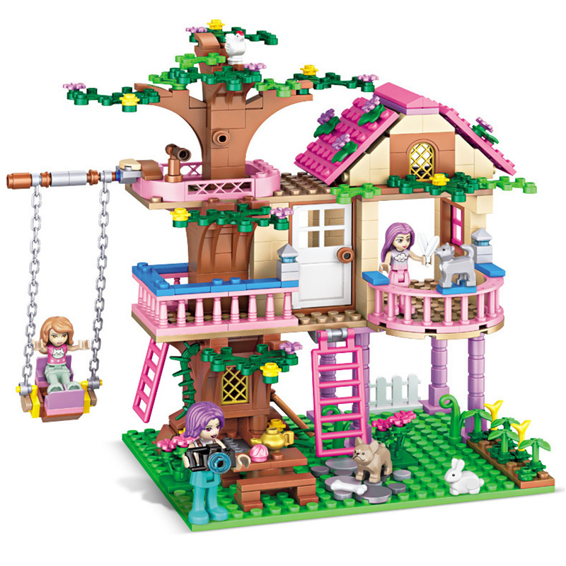 504 Piece Bricks Tree House Amusement Park Set Compatible lego girl Amigos Modelo Blocos De Construção Brinquedos Para Crianças Aniversário Menina Presente