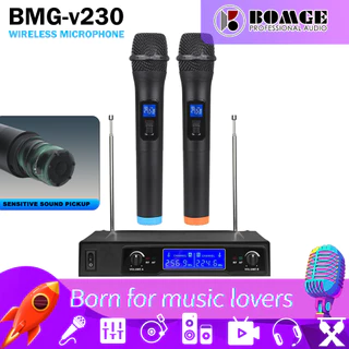 Frequências BOMGE VHF 2 Cápsula dinâmica portátil 2 canais MICROFONE SEM FIO
