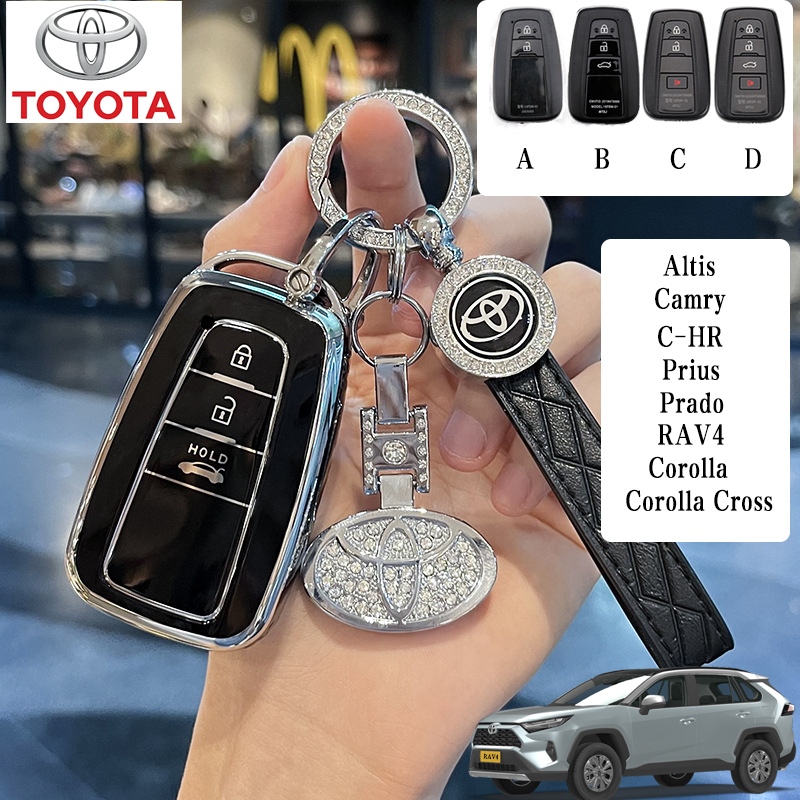 Cover In Pelle Per Chiave Auto Toyota 3 Pulsanti - Custodia Protettiva XUKEY Per Camry RAV4 Corolla Prado