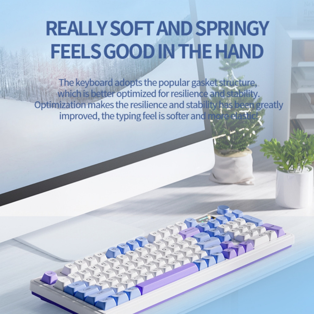 Teclado Mecânico De Jogos Sem Fio Escritório De Três Modos Bluetooth Mudo