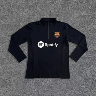 Camisa de treino de futebol Camisa de outono para o exterior Esportes de manga comprida Meio zíper Top