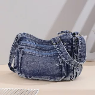 Nova Bolsas Femininas Tiracolo Casual Simples E Espaçosa Jeans Muitos Bolsos