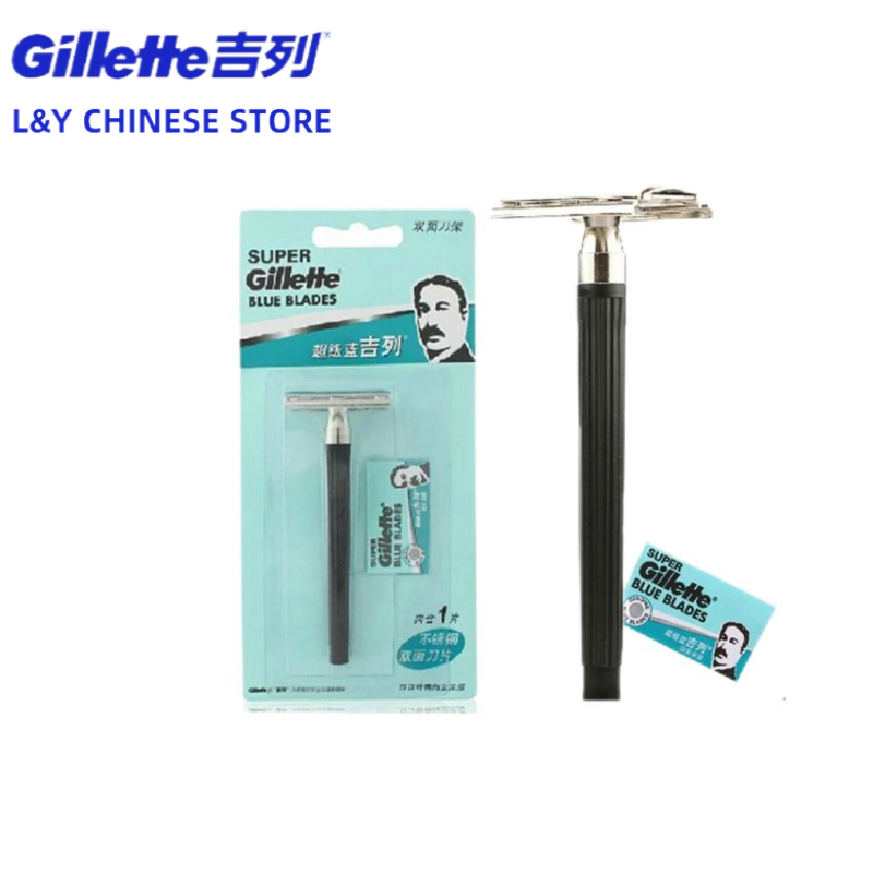 Gillette Super Blue Lâmina Manual Lâmina Dupla Face Lâmina Azul Gillette Lâmina Retro Clássica Antiquada Manual shaver razor beard trimmer shaver