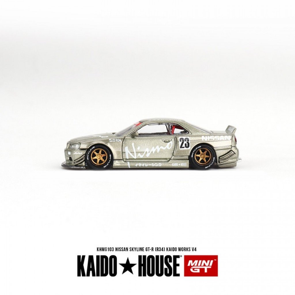Mini GT KHMG103 1/64 NISSAN SKYLINE-R R34 KAIDO WORKS V4 Escala