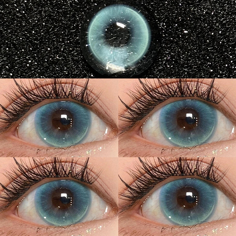 YIMEIXI Lentes De Contato Macias Azuis De 14,5mm Modelo Olho De Gato cosplay Coloridas 1 Ano De Uso 2024 Novo
