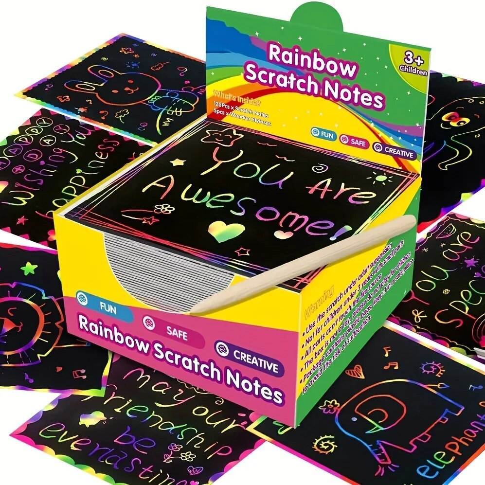 100Pcs Dazzling Scratch Painting Parent Child Interactive Toys Note ...