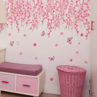 Autocolante Removível na Parede da Planta Verde, Fundo da Parede da Sala de Estar Fundo da Parede Decorativo Autocolante na Parede