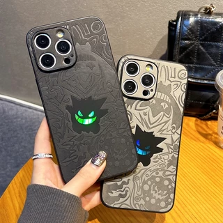 Capa De Couro Fosco De Luxo Em Com Gofragem A Laser Cartoon Geng Ghost Para iphone 15 14 13 12 11 Pro Max Fashion Square Telefone À Prova De Choque