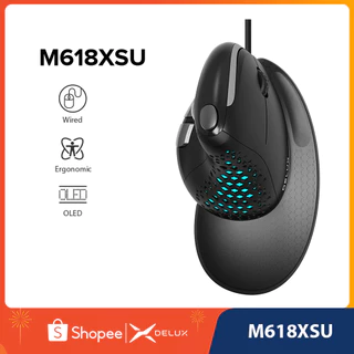 Delux M618XSU Seeker RGB Rato Vertical Ergonômico Com Fio Trackball Mouse Removível Para Mac Computador