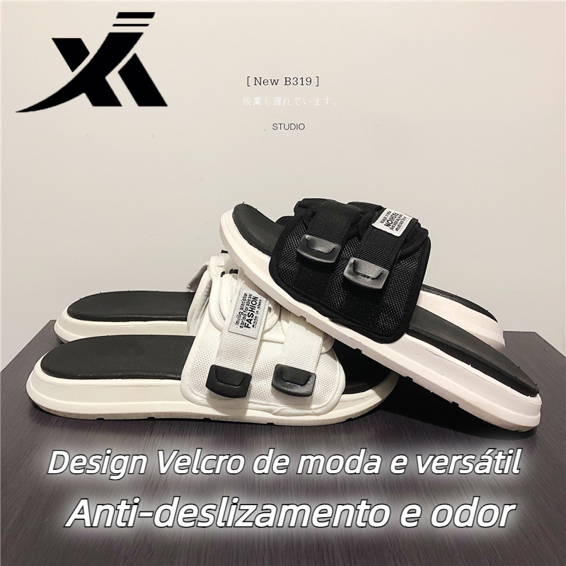 Xh Versão coreana Tendência de Moda Anti-derrapante Anti-odor Interior e Exterior Chinelos de Velcro Estilo Casal Exterior