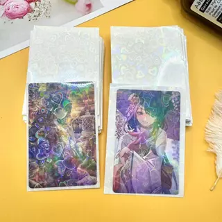 50 unidades/pacote filme brilhante kpop cartão mangas protetor laser em forma de coração coleção de cartão ídolo filme protetor photocard cartões de jogo protetor mangas capa