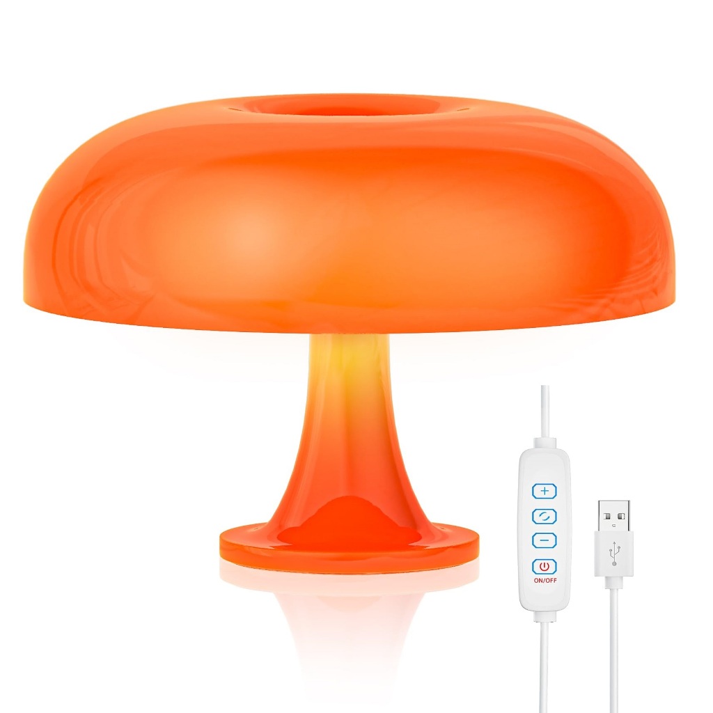 LÂMPADA COGUMELO LARANJA USB luminaria de mesa DESIGN DE ILUMINAÇÃO LED TABLE