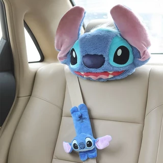 Disney Stitch Cute Car Travesseiro Fofo Carro Pescoço Kawaii Cartoon Casal Cinto De Segurança Capa De Ombro Doll Creative Universal Decoração De Interiores