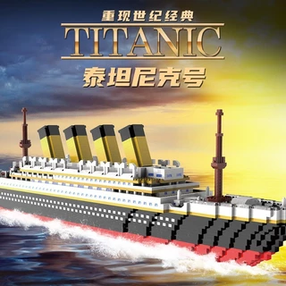 1878pcs Lego Titanic Cruise Wheel Building Block Iceberg Cena Modelo Micro-Diamante Menina Micro-Diamante Pequeno Brinquedo de Montagem de Partículas