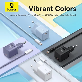 Baseus 30W GaN5 Mini Carregador Rápido Com Cabo De Carregamento USB-C De 100W Para Tipo iPhone 15 14 13 Pro Max Samsung S23