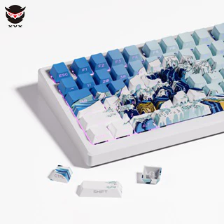 Xvx Gradiente Coral Tema Marinho Teclado Mecânico Essencial Transparente Duplo Lado Colorido Adequado Para De Mesa (131 Teclas)