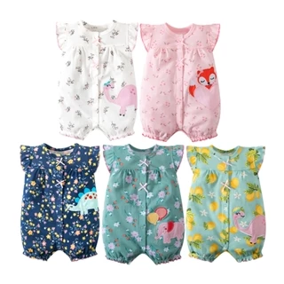 Roupas De Bebê Recém-Nascido Infantil Macacão Meninas Manga Curta Confortável Algodão Bonito Unicórnio Animal Impresso