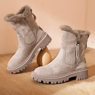 Botas Curtas Femininas De Inverno 2024 Novas De Neve Veludo casual Martin