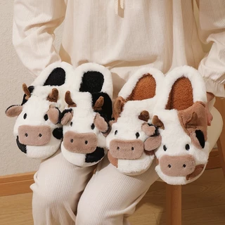 Pantufas Antiderrapantes Para Estudantes De Inverno Casais Quentes De Vaca
