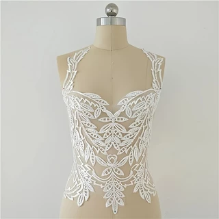 1PCS Bordado Em Renda Applique De Costura Flor Patch De Tecido Colarinho Vestido De Noiva DIY