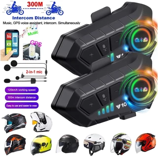 1/2x Interfone Bluetooth 5.3 Capacete De Motocicleta 300M Intercomunicador Fone De Ouvido À Prova D'água