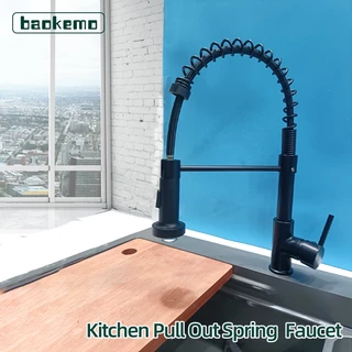 Torneira Misturadora A Quente E Frio Baokemo Para Cozinha Pull Down Spring Sink Faucet 360 Rotation Com Tubo De Entrada G1/2