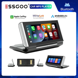 ESSGOO HD Dobrável 6,86 Polegadas Carro Portátil Bluetooth MP5 Player Sem Com Fio Carplay Android auto Radio