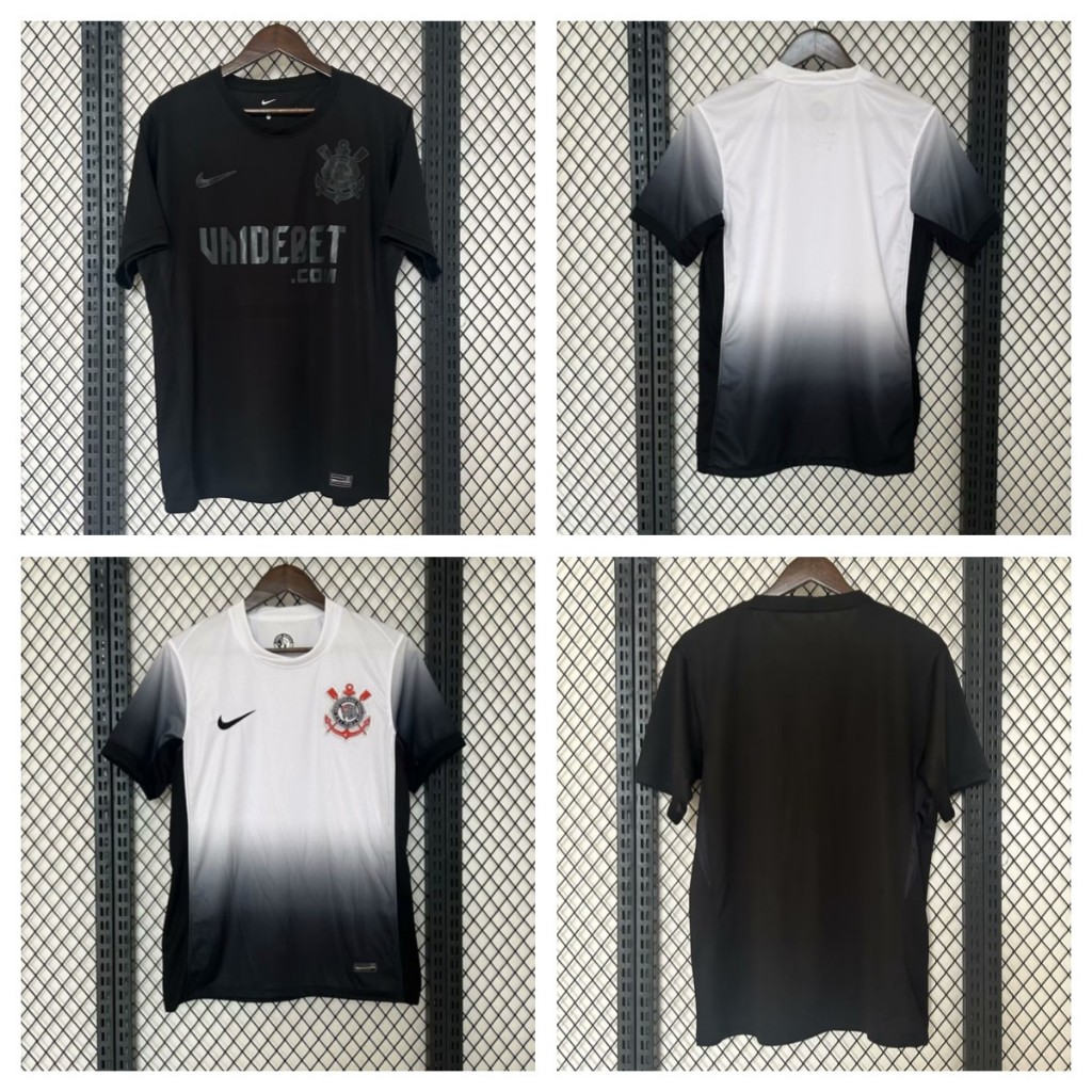 2025/2025 Corinthians Jersey Camisa De Futebol Branca Preta Masculina