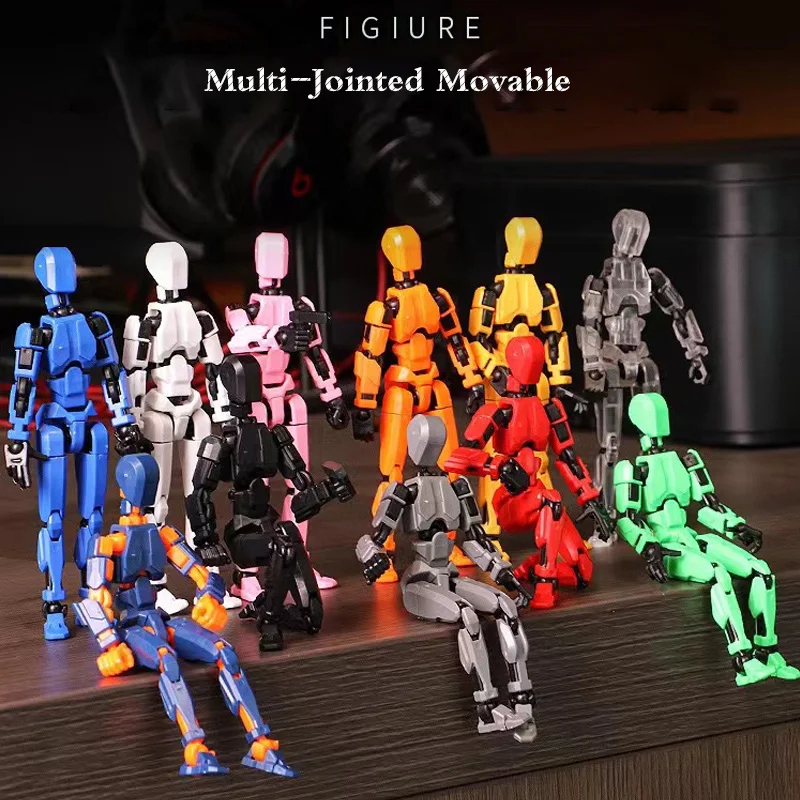 Robô De Mudança De Forma Móvel Multi-Jointed Lucky 5 Figuras De Personagens Brinquedos 3D Manequim Impresso Jogo De Pais E Filhos Para Crianças
