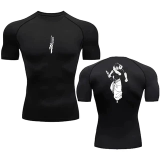 Homens Anime Camisa de compressão de impressão Camisa de compressão de verão Ginásio de esportes Quick-Drying Stretch Top