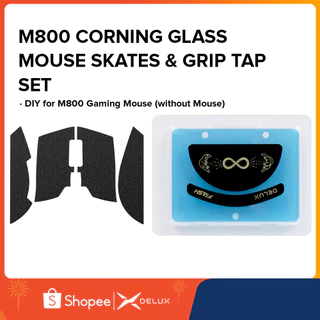 Delux M800 Patins De Rato De Vidro E Grip Tap DIY Para Jogo M800 (Sem)