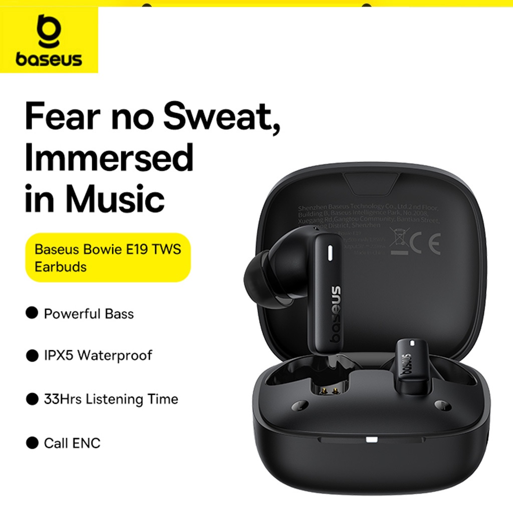 Baseus Bowie Series E19 TWS True Wireless Bluetooth Fones De Ouvido Potente Baixo IPX5 À Prova D'água 2-Mic ENC Estereofônico
