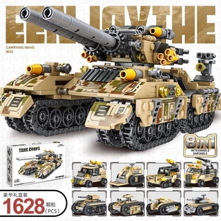 1628pcs Lego Pista Militar Veículo Blindado Veículo Blindado Crianças Meninos Polícia Tanque Carro Educacional Montagem Brinquedos Aniversário Presente